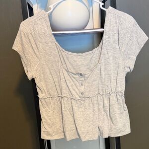 No Boundaries Light Gray Women's Top with Button Accents